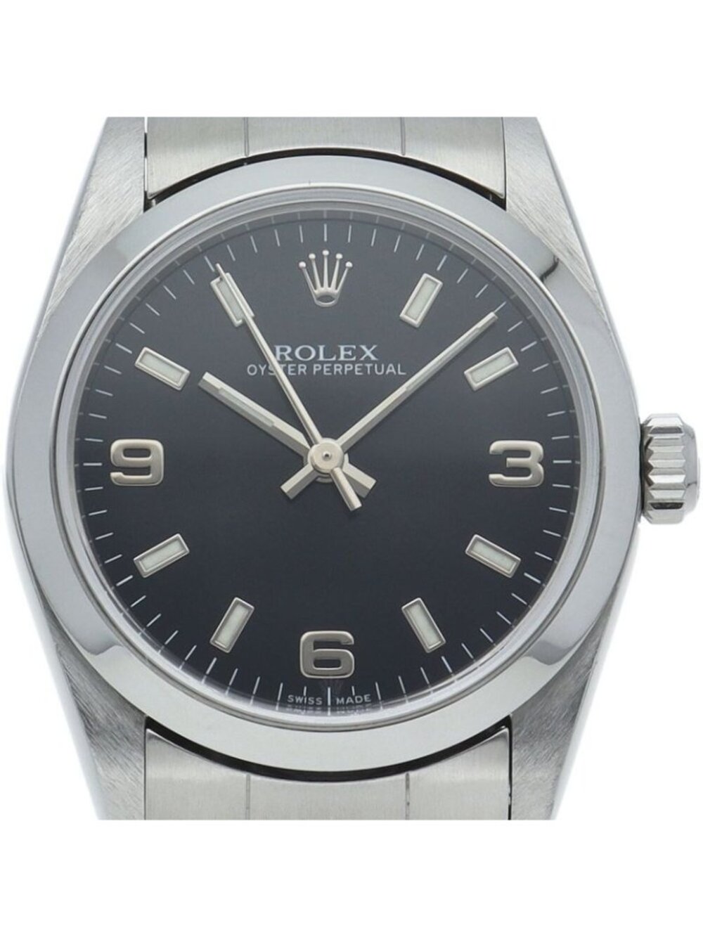 Rolex Oyster Perpetual Boys Watch SS Black Polished